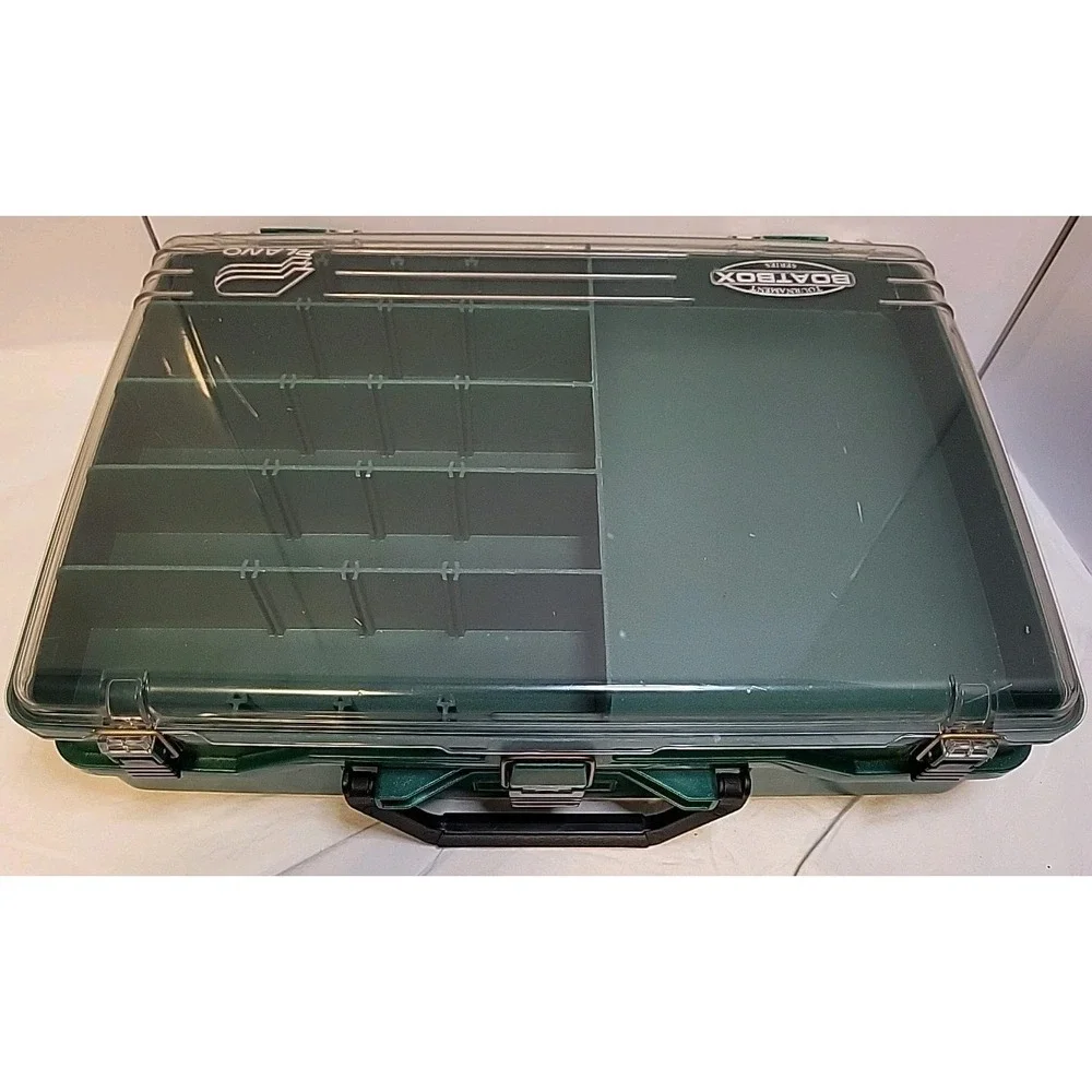 Plano 1155 Green Boatbox Transparent Lid Tackle Box Fishing Multi Compartment